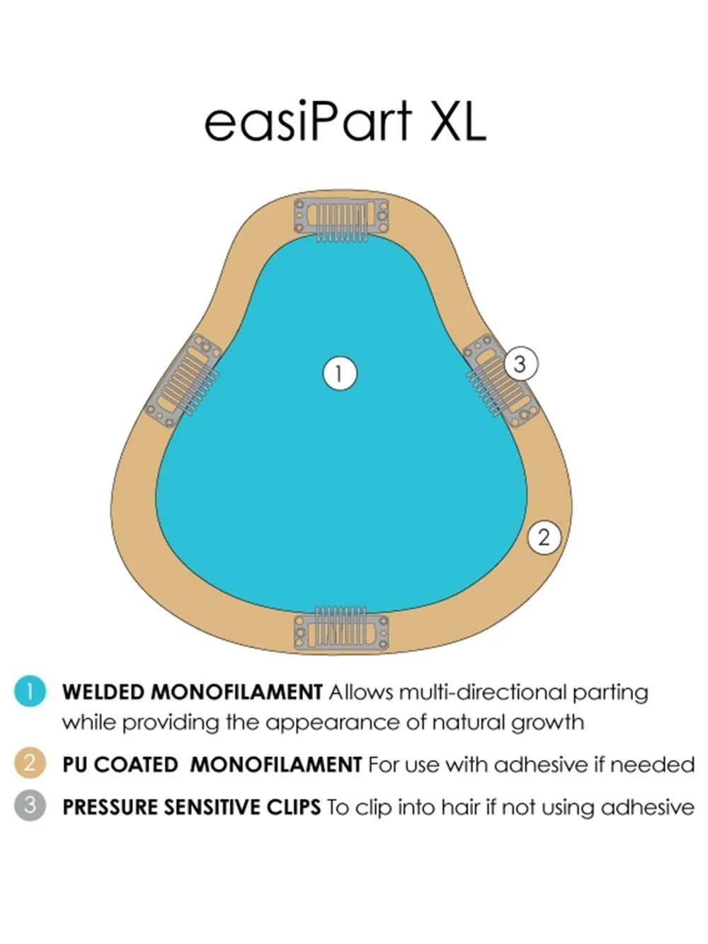 easiPart HD XL 8" | HF Synthetic Hair Topper